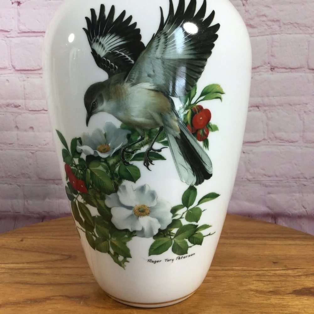 AK Kaiser West Germany Mockingbird Ceramic Vase
